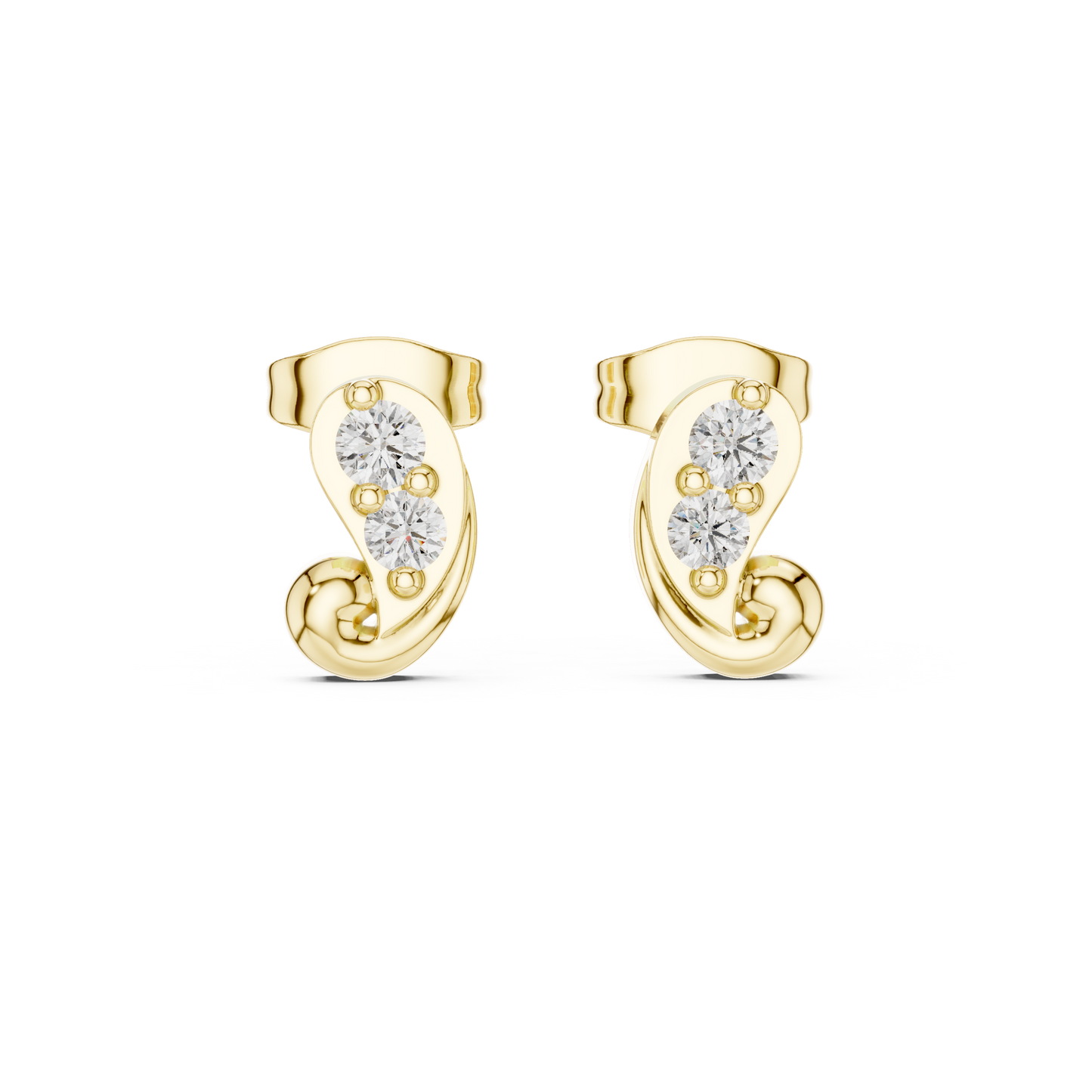 Prestige Curve Diamond | Stud Earrings Collection | Triple Tone Gold Statement Look