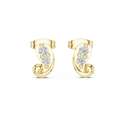 Prestige Curve Diamond | Stud Earrings Collection | Triple Tone Gold Statement Look