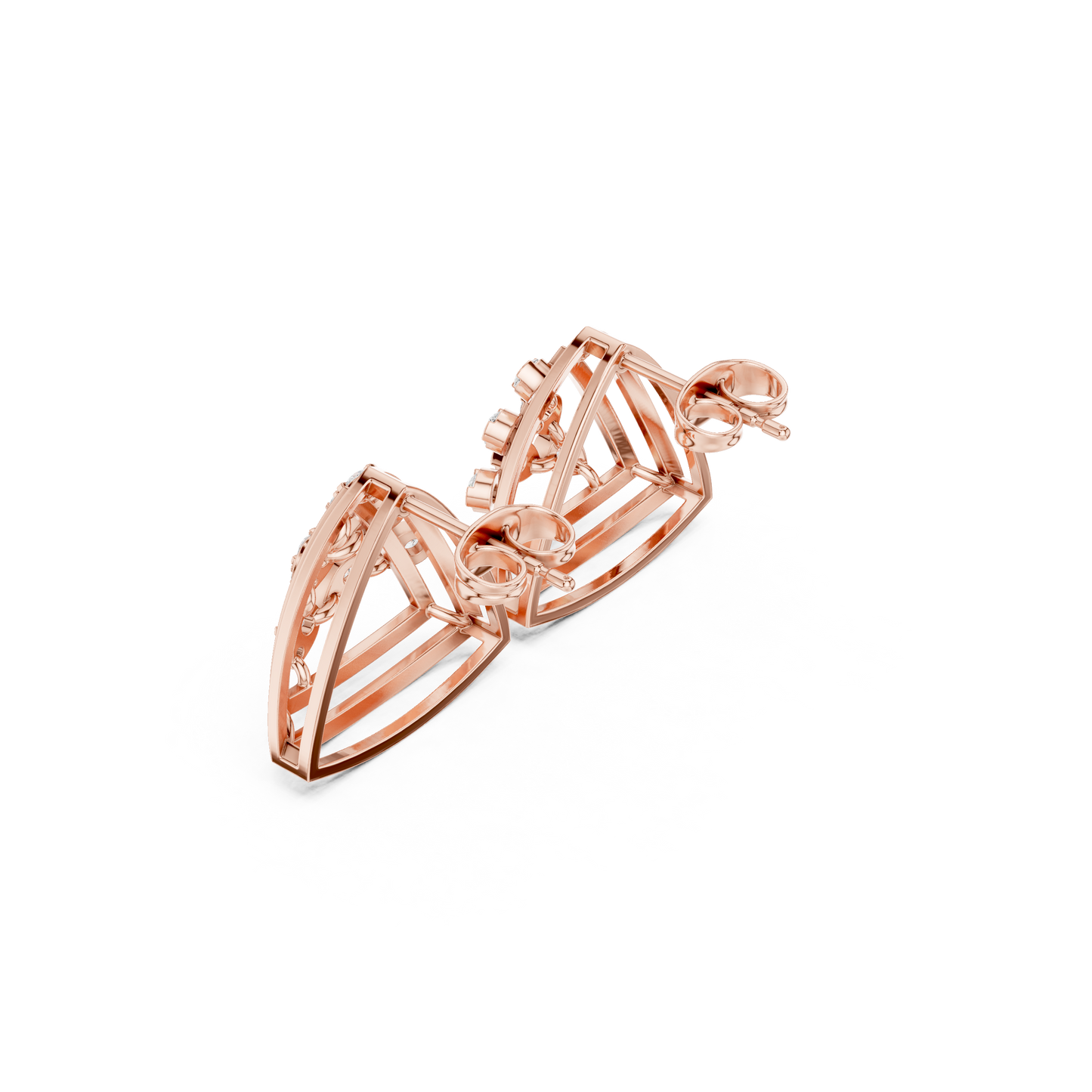 Marquise Constellation Cage Earrings – 14K Gold Sculpted Hoops with Galaxy-Inspired Diamond Bloom