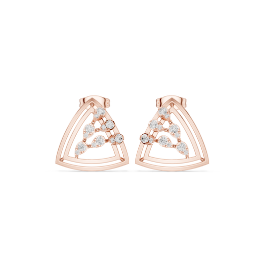 Marquise Constellation Cage Earrings – 14K Gold Sculpted Hoops with Galaxy-Inspired Diamond Bloom