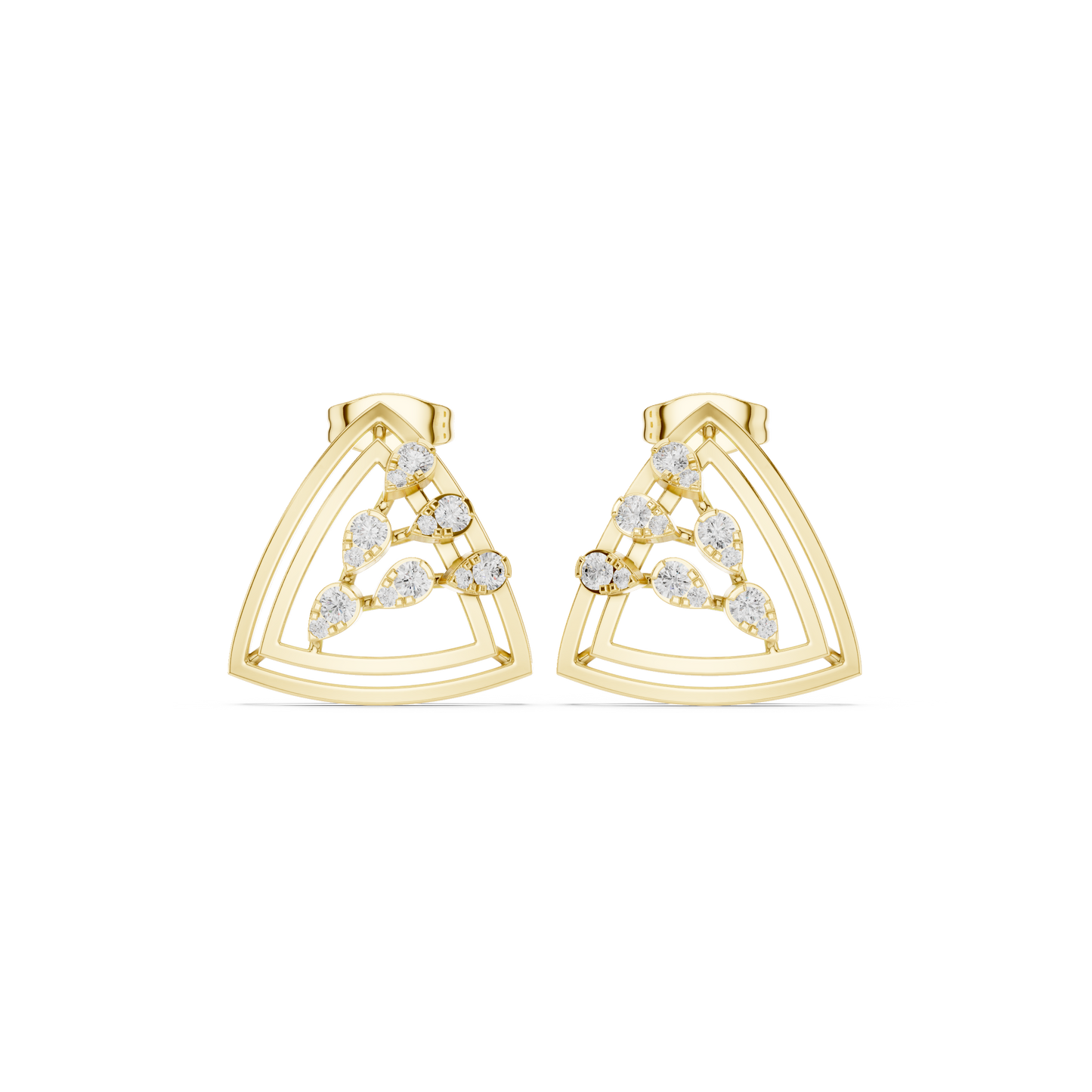 Marquise Constellation Cage Earrings – 14K Gold Sculpted Hoops with Galaxy-Inspired Diamond Bloom