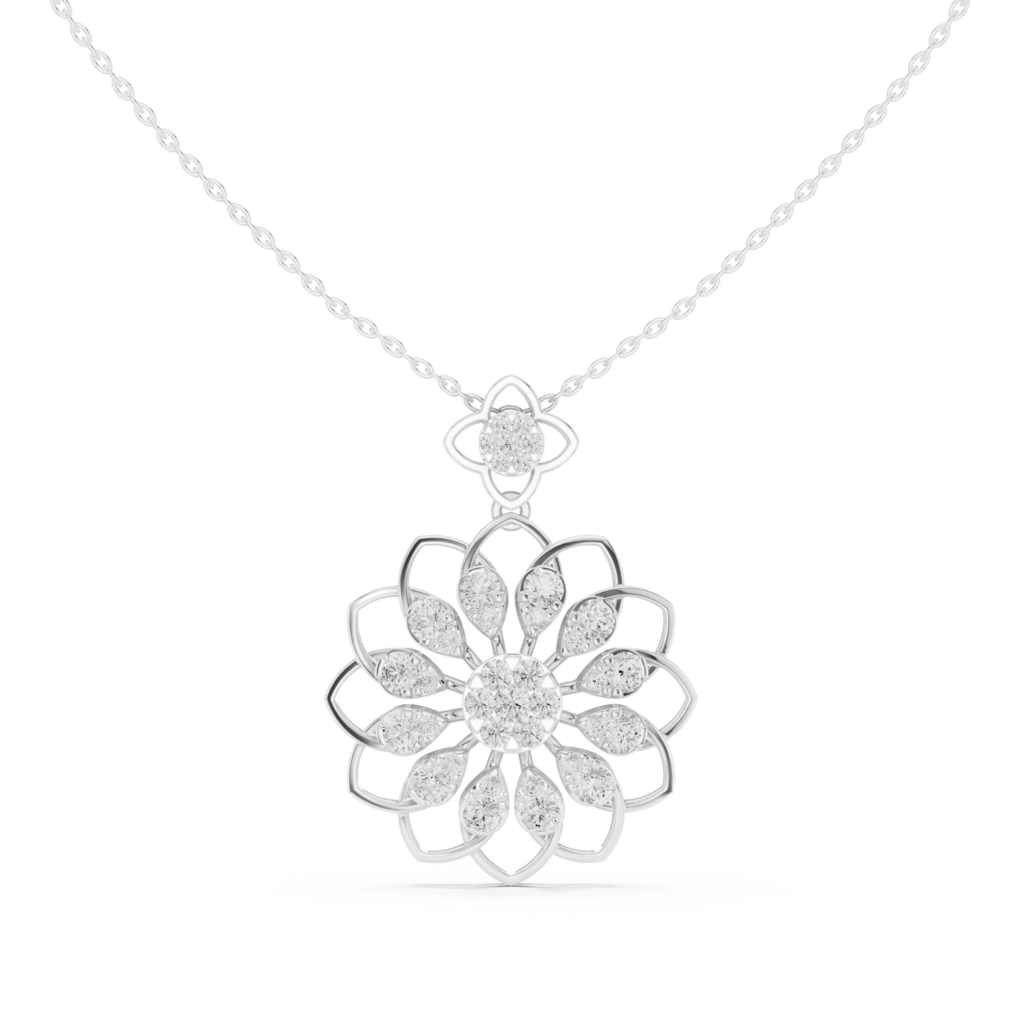 Majestic Lotus Diamond | Imperial Floral Pendant | Luxury Necklace With Regal Glow