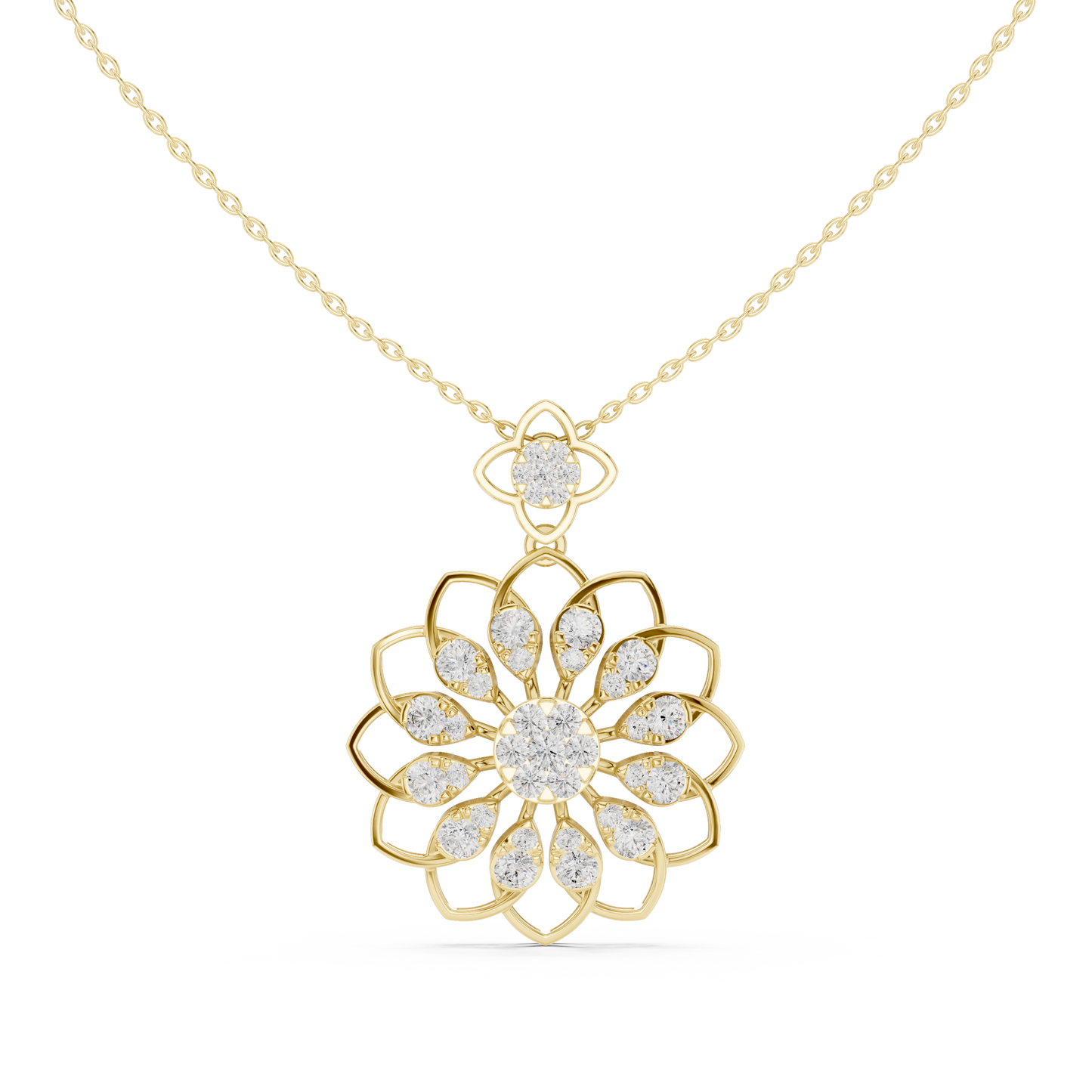 Majestic Lotus Diamond | Imperial Floral Pendant | Luxury Necklace With Regal Glow