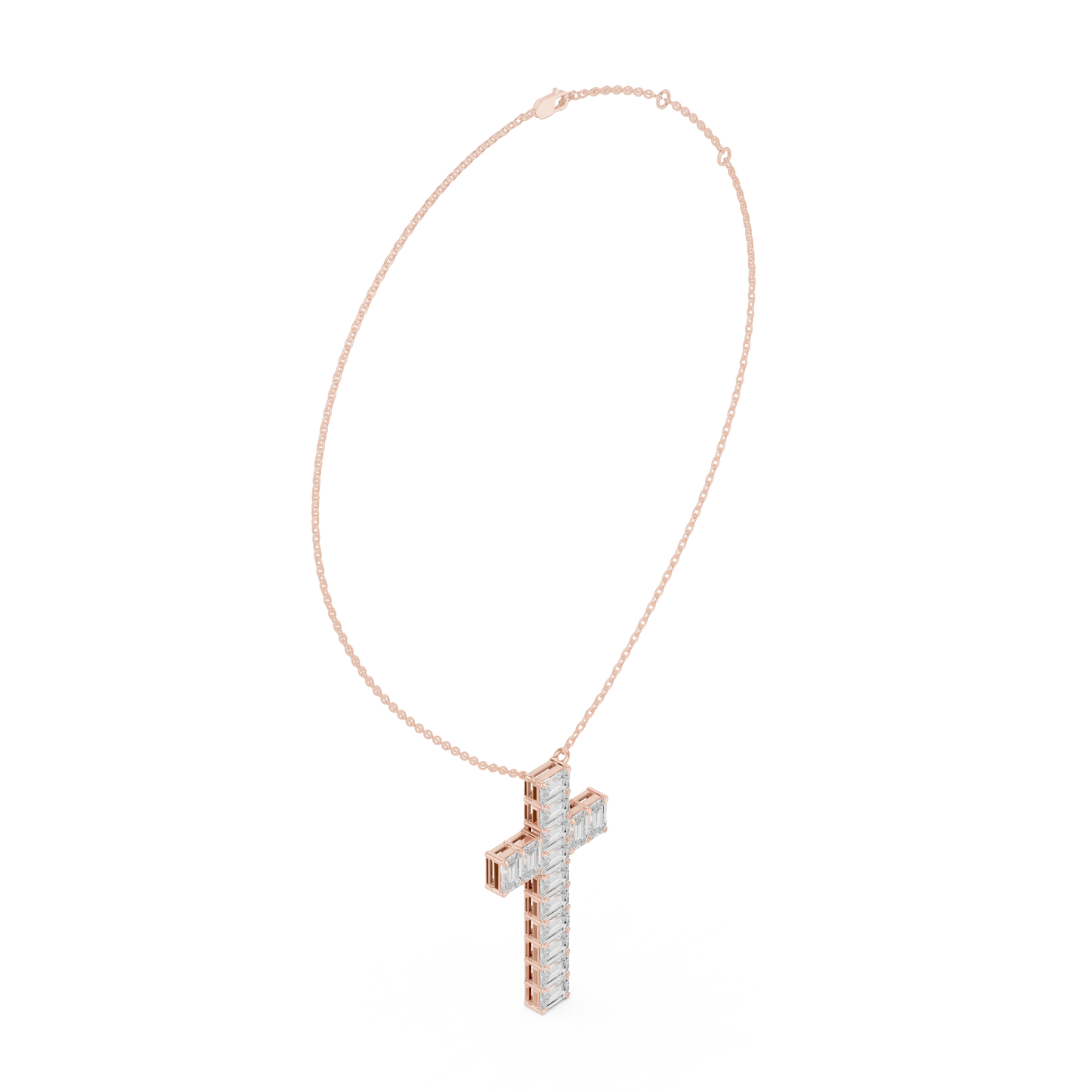 Eternal Radiance Diamond Cross Necklace in 925 Sterling Silver Premium Devotion Diamond Pendant