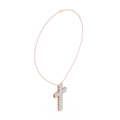 Eternal Radiance Diamond Cross Necklace in 925 Sterling Silver Premium Devotion Diamond Pendant