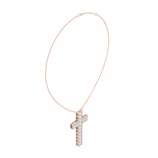 Eternal Radiance Diamond Cross Necklace in 925 Sterling Silver Premium Devotion Diamond Pendant