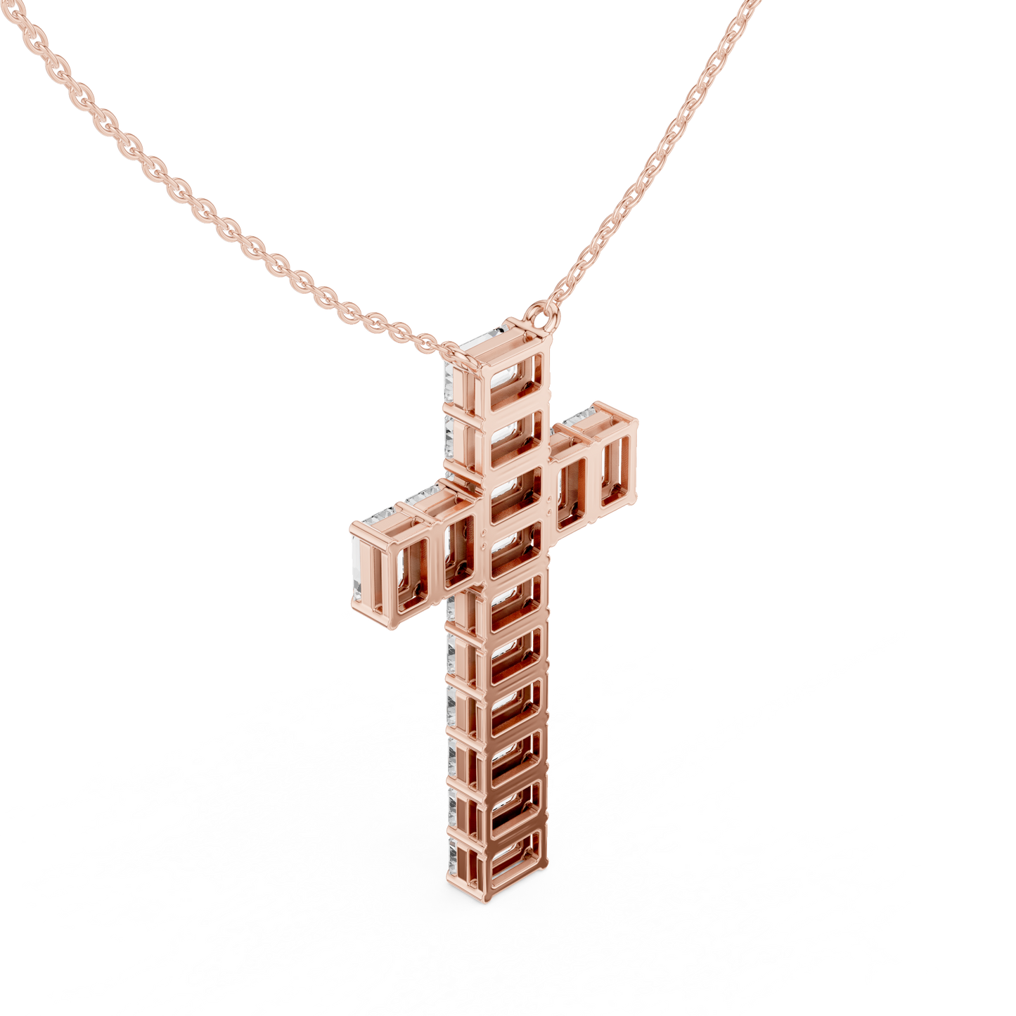 Eternal Radiance Diamond Cross Necklace in 925 Sterling Silver Premium Devotion Diamond Pendant