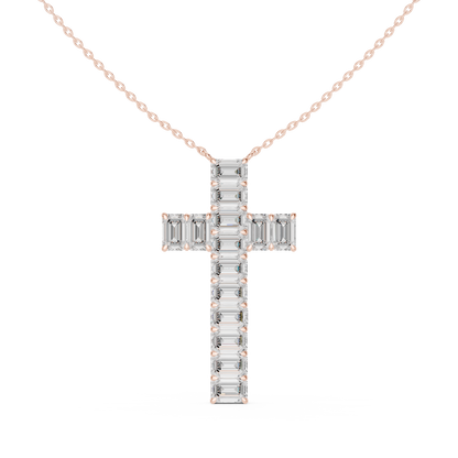 Eternal Radiance Diamond Cross Necklace in 925 Sterling Silver Premium Devotion Diamond Pendant