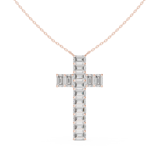 Eternal Radiance Diamond Cross Necklace in 925 Sterling Silver Premium Devotion Diamond Pendant