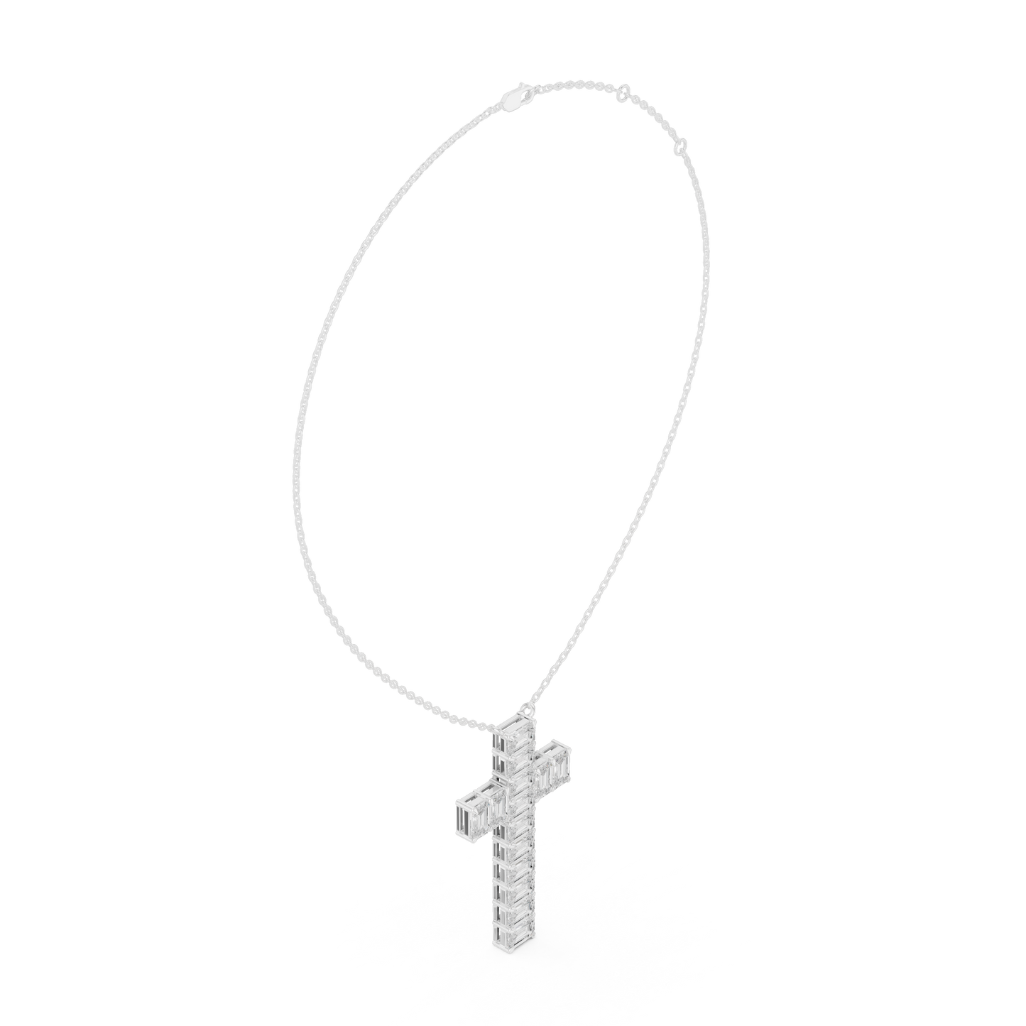 Eternal Radiance Diamond Cross Necklace in 925 Sterling Silver Premium Devotion Diamond Pendant