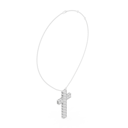 Eternal Radiance Diamond Cross Necklace in 925 Sterling Silver Premium Devotion Diamond Pendant
