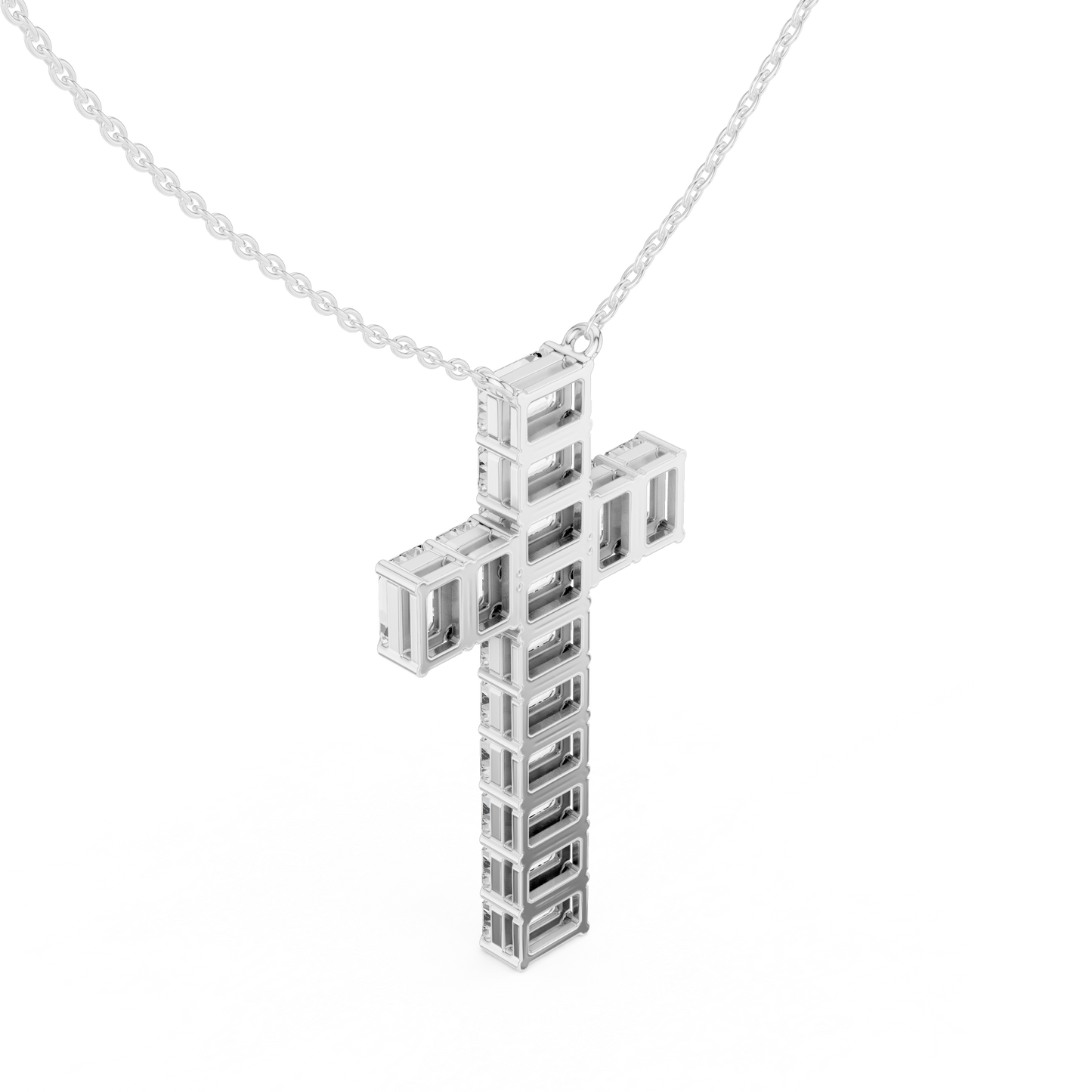 Eternal Radiance Diamond Cross Necklace in 925 Sterling Silver Premium Devotion Diamond Pendant