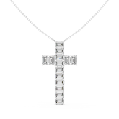 Eternal Radiance Diamond Cross Necklace in 925 Sterling Silver Premium Devotion Diamond Pendant