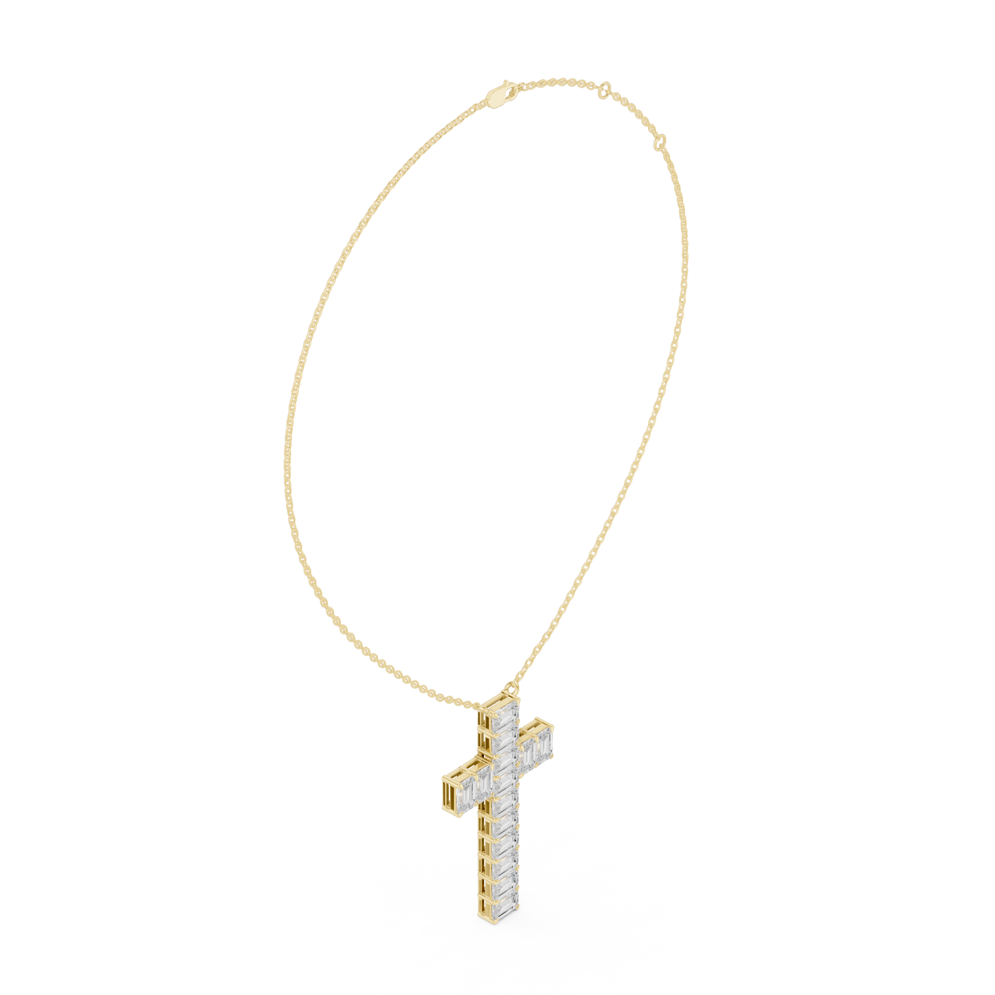 Eternal Radiance Diamond Cross Necklace in 925 Sterling Silver Premium Devotion Diamond Pendant