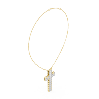 Eternal Radiance Diamond Cross Necklace in 925 Sterling Silver Premium Devotion Diamond Pendant