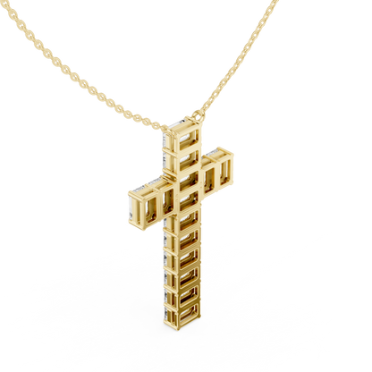 Eternal Radiance Diamond Cross Necklace in 925 Sterling Silver Premium Devotion Diamond Pendant