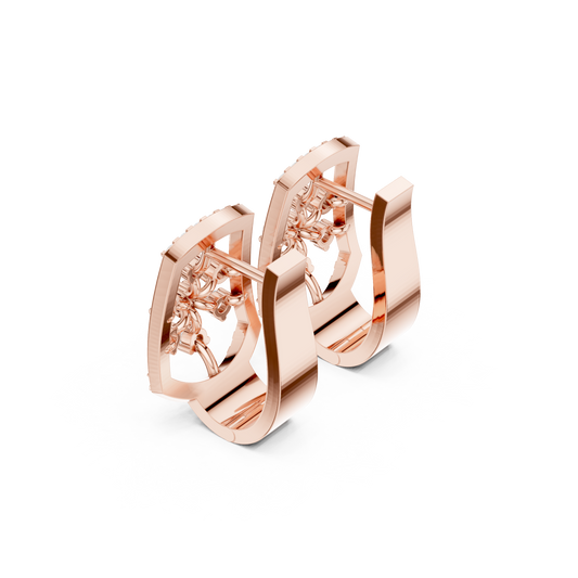 Iconic Diamond Shield Stud Earrings | Premium Designer Gold Jewelry | Diamond Couture Shield Earrings | High-End Floral Statement Studs