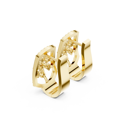 Iconic Diamond Shield Stud Earrings | Premium Designer Gold Jewelry | Diamond Couture Shield Earrings | High-End Floral Statement Studs