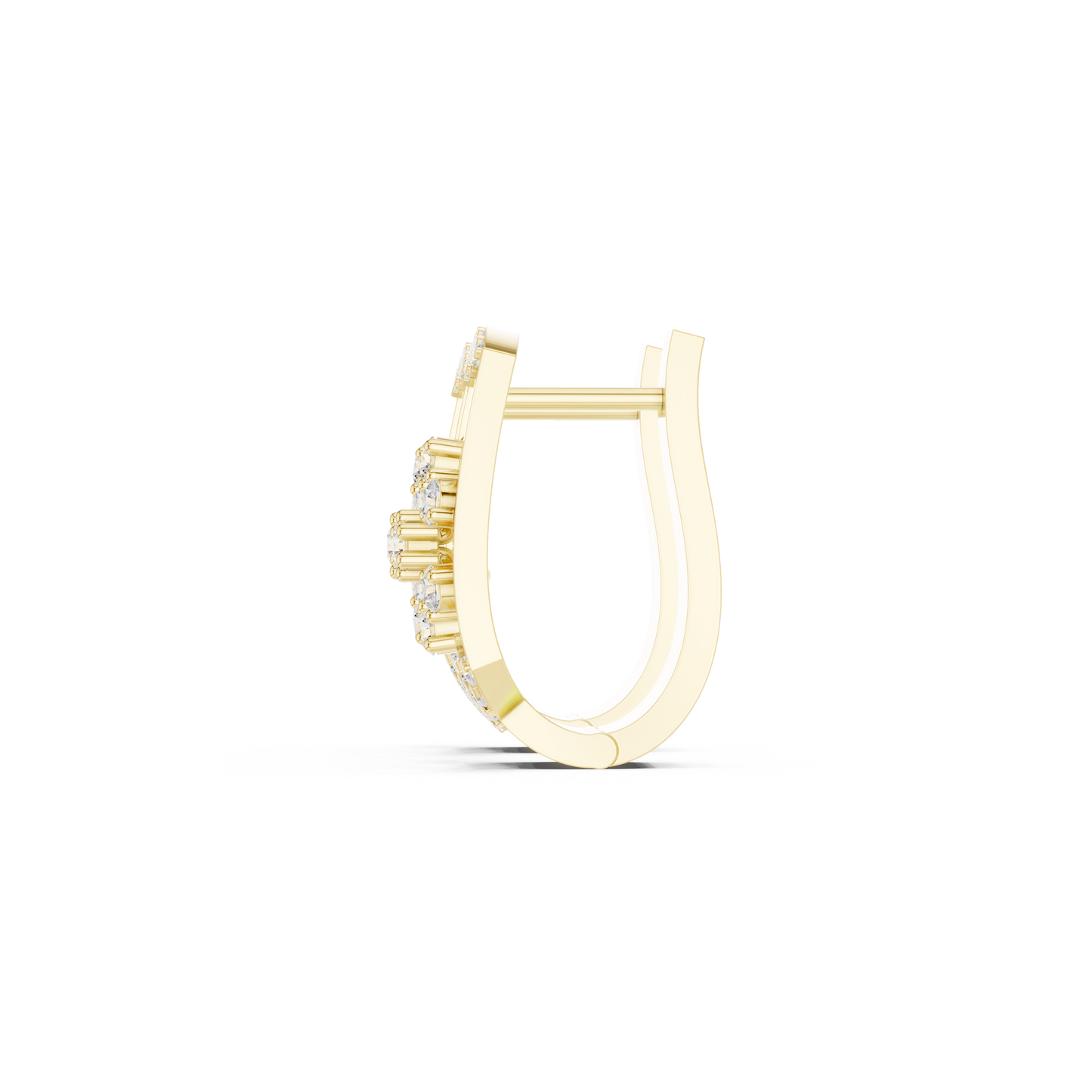 Iconic Diamond Shield Stud Earrings | Premium Designer Gold Jewelry | Diamond Couture Shield Earrings | High-End Floral Statement Studs