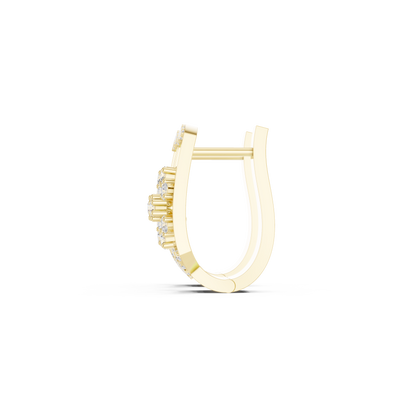 Iconic Diamond Shield Stud Earrings | Premium Designer Gold Jewelry | Diamond Couture Shield Earrings | High-End Floral Statement Studs