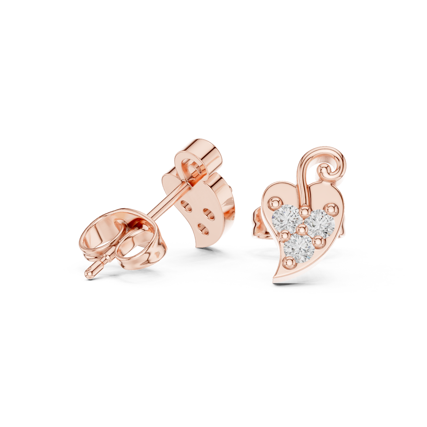 Iconic Heart Glow / Three Tone Diamonds / Modern Timeless Love Studs / Elegant Symbolic Stud Earrings