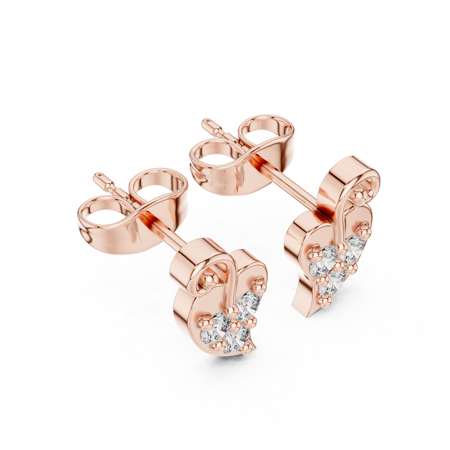 Iconic Heart Glow / Three Tone Diamonds / Modern Timeless Love Studs / Elegant Symbolic Stud Earrings