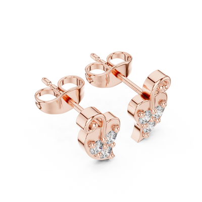 Iconic Heart Glow / Three Tone Diamonds / Modern Timeless Love Studs / Elegant Symbolic Stud Earrings