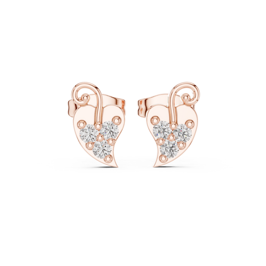Iconic Heart Glow / Three Tone Diamonds / Modern Timeless Love Studs / Elegant Symbolic Stud Earrings