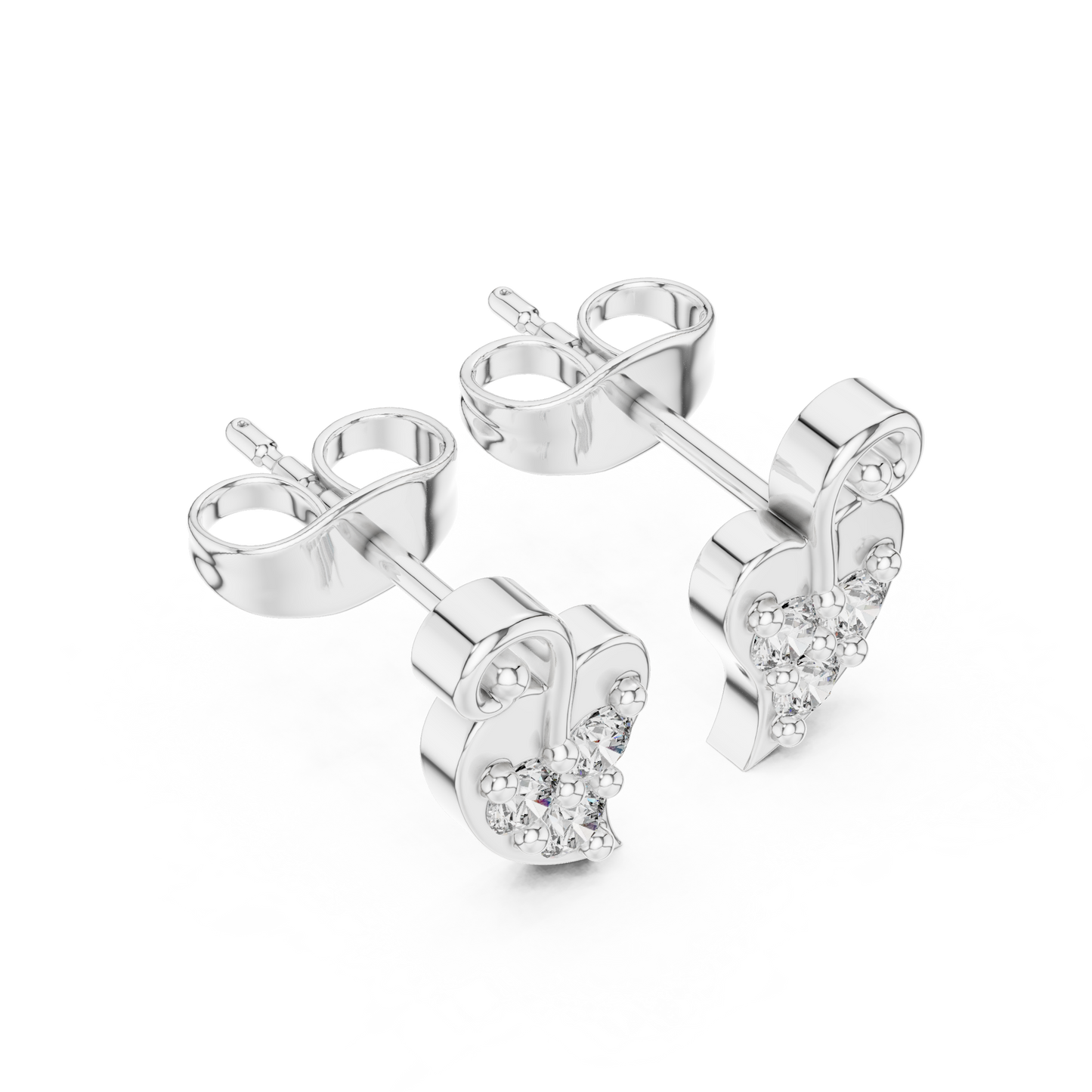 Iconic Heart Glow / Three Tone Diamonds / Modern Timeless Love Studs / Elegant Symbolic Stud Earrings