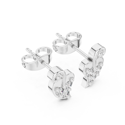 Iconic Heart Glow / Three Tone Diamonds / Modern Timeless Love Studs / Elegant Symbolic Stud Earrings