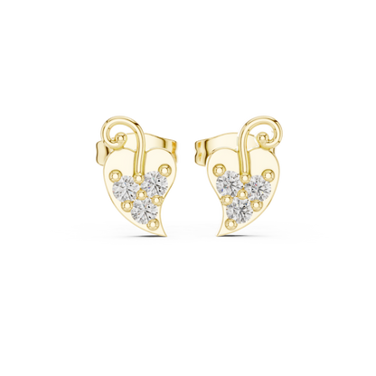 Iconic Heart Glow / Three Tone Diamonds / Modern Timeless Love Studs / Elegant Symbolic Stud Earrings