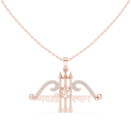 Sacred Khatu Shyam Trishul | Om Symbol Diamond Pendant | Blessed Three Tone Devotional Combo