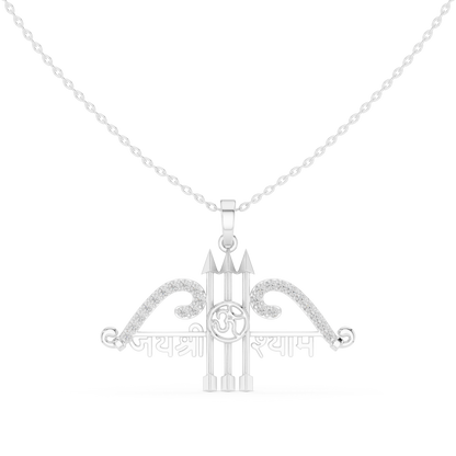 Sacred Khatu Shyam Trishul | Om Symbol Diamond Pendant | Blessed Three Tone Devotional Combo