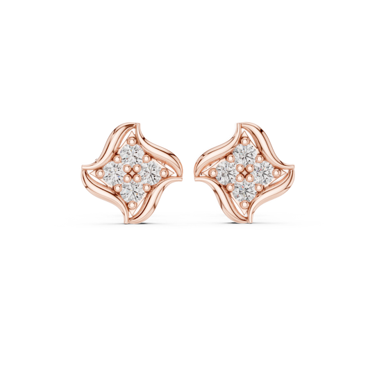 Celestial Bloom Diamond Studs | Sculpted In Radiant 925 Sterling Silver | Timeless Haute Luxury Everyday Elegance