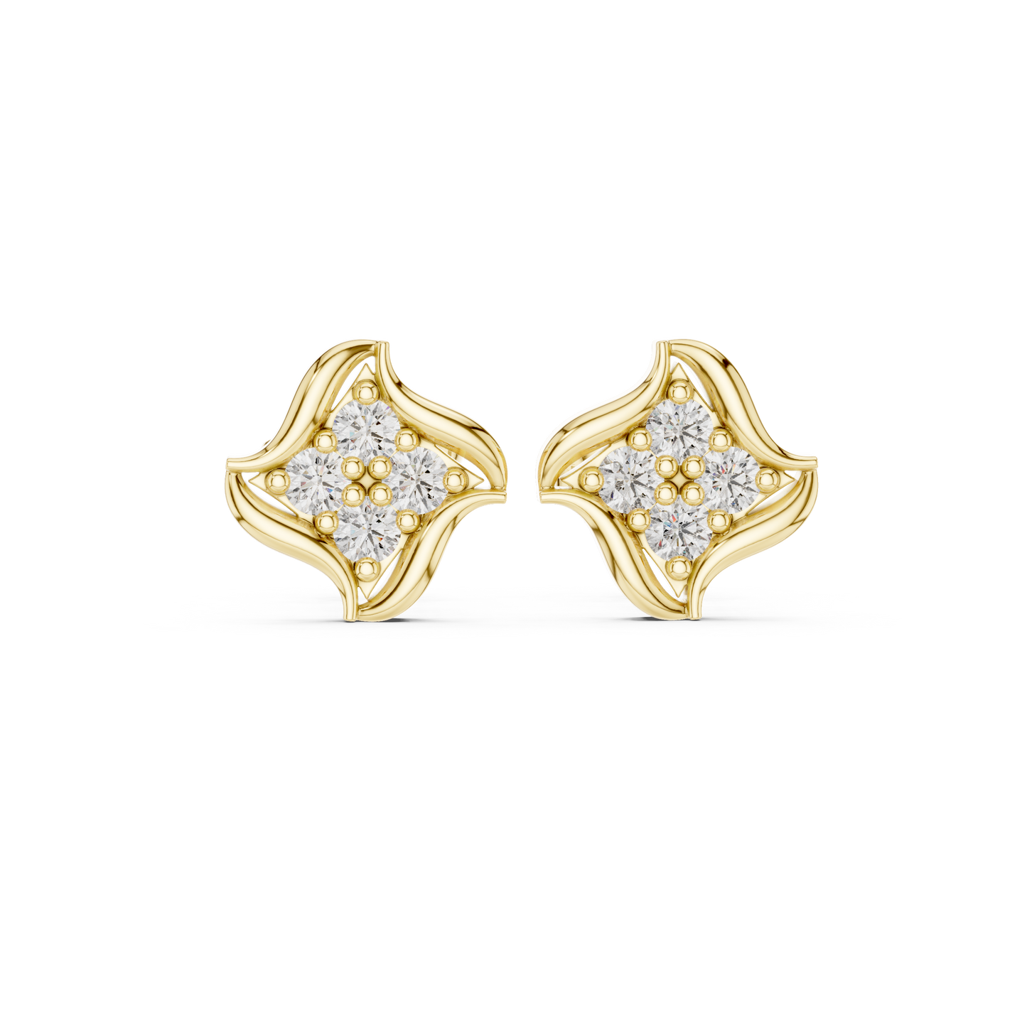 Celestial Bloom Diamond Studs | Sculpted In Radiant Gold | Timeless Haute Luxury Everyday Elegance