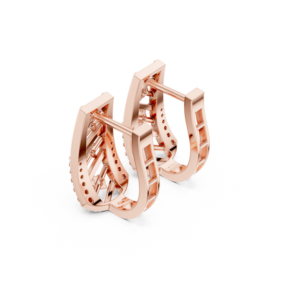 High Fashion Geometric Diamond Earrings | Minimalist Luxury Gold Design | Fine Diamond Taper Earrings | Handmade Modern Gold Earrings for Women