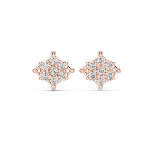 Luminous Petal Diamonds | Signature 925 Sterling Silver Studs | Rare Floral Fine Jewelry Earrings