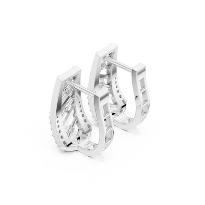 High Fashion Geometric Diamond Earrings | Minimalist Luxury Gold Design | Fine Diamond Taper Earrings | Handmade Modern Gold Earrings for Women