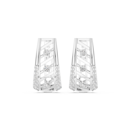 High Fashion Geometric Diamond Earrings | Minimalist Luxury Gold Design | Fine Diamond Taper Earrings | Handmade Modern Gold Earrings for Women