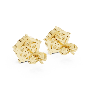 Opulent Blossom Studs | Diamond Bloom Symphony | Exquisite Silver Gold Plated Luxury Earrings