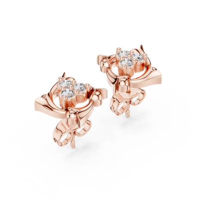 Floral Cluster Diamond | Designer Luxury Studs | Premium Gold Earrings Timeless Style