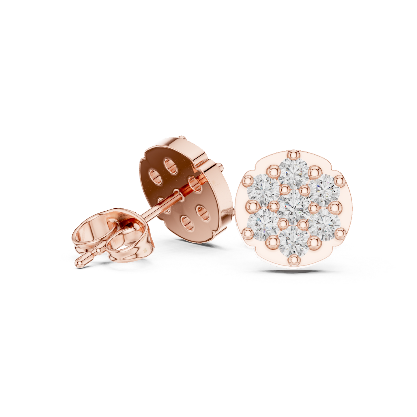 Noble Floral Diamond Studs | Ultra Premium Jewelry Design | Timeless Gold Elegance Earrings Piece