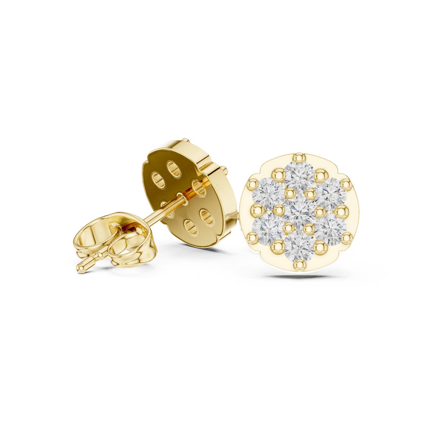 Noble Floral Diamond Studs | Ultra Premium Jewelry Design | Timeless Gold Elegance Earrings Piece