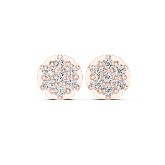 Noble Floral Diamond Studs | Ultra Premium Jewelry Design | Timeless Silver Elegance Earrings Piece