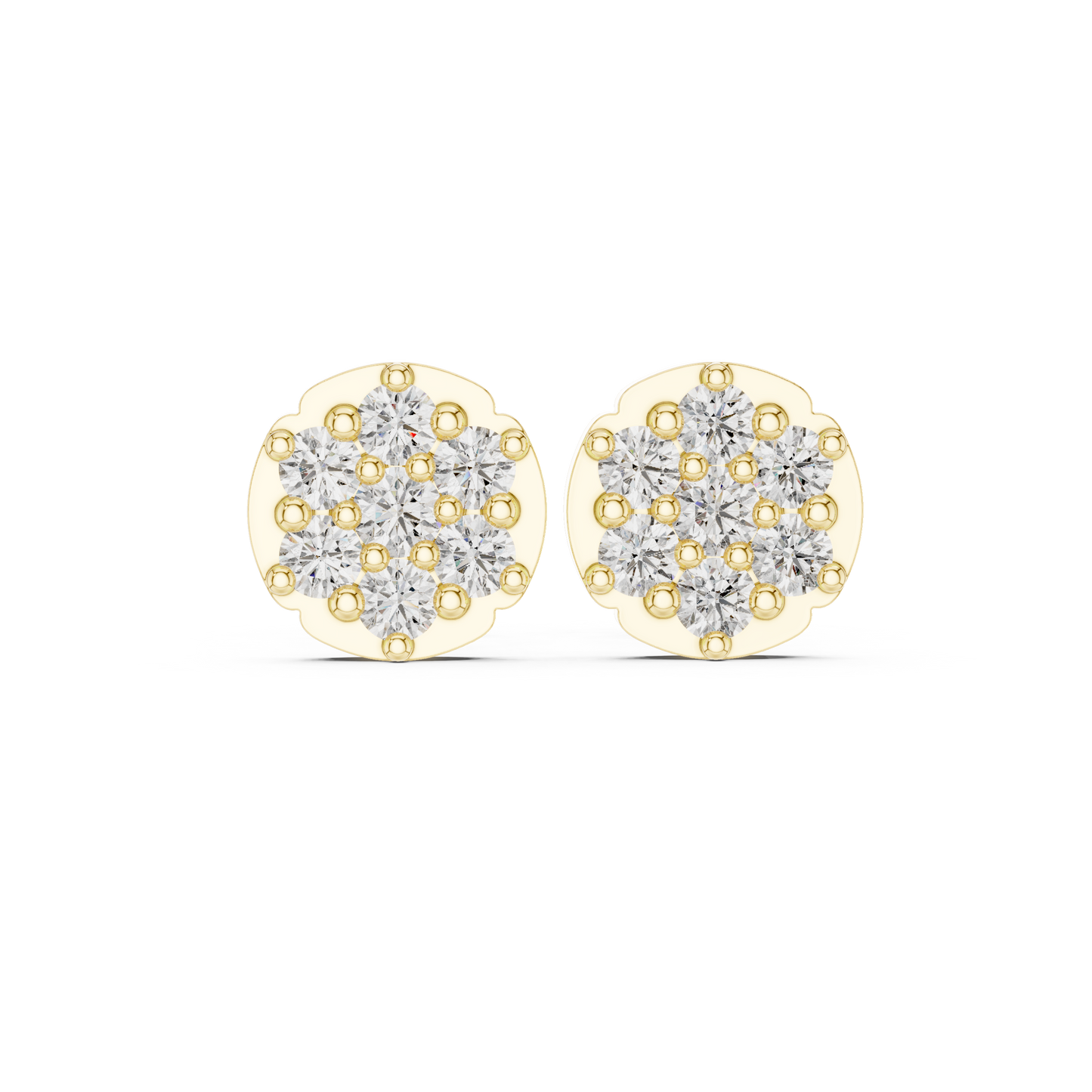 Noble Floral Diamond Studs | Ultra Premium Jewelry Design | Timeless Gold Elegance Earrings Piece
