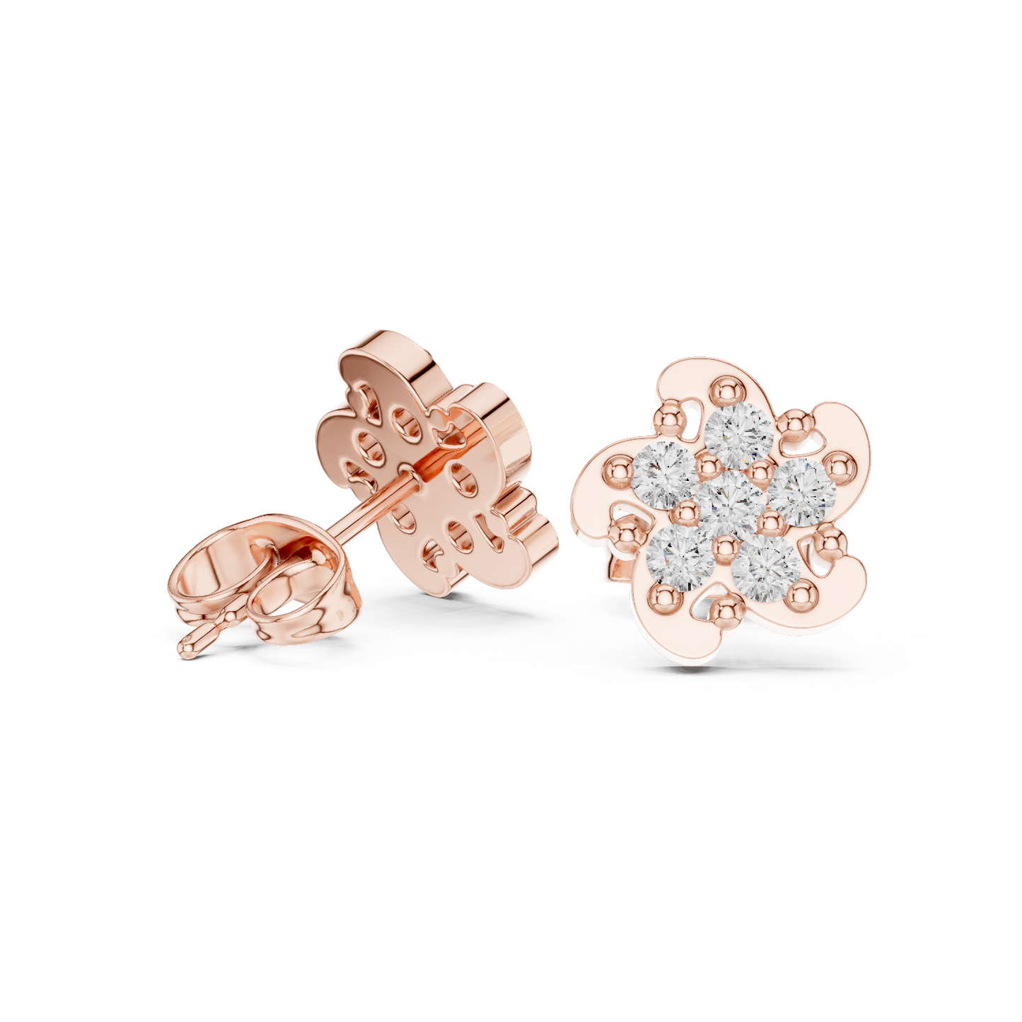 Couture Blossom Diamond Studs | Luxury Precision Crafted Jewelry | Modern Elegance Meets Royal Charm