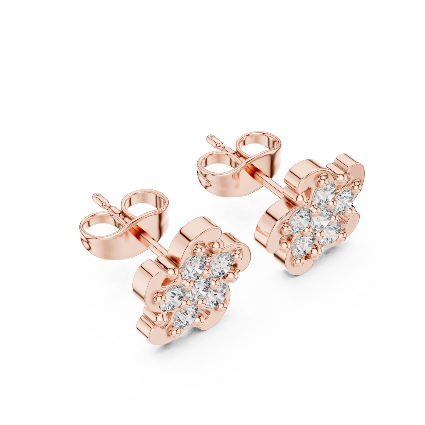 Couture Blossom Diamond Studs | Luxury Precision Crafted Jewelry | Modern Elegance Meets Royal Charm