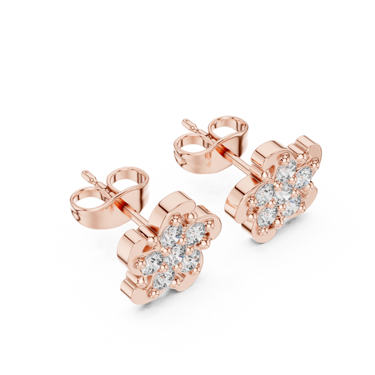 Couture Blossom Diamond Studs | Luxury Precision Crafted Jewelry | Modern Elegance Meets Royal Charm
