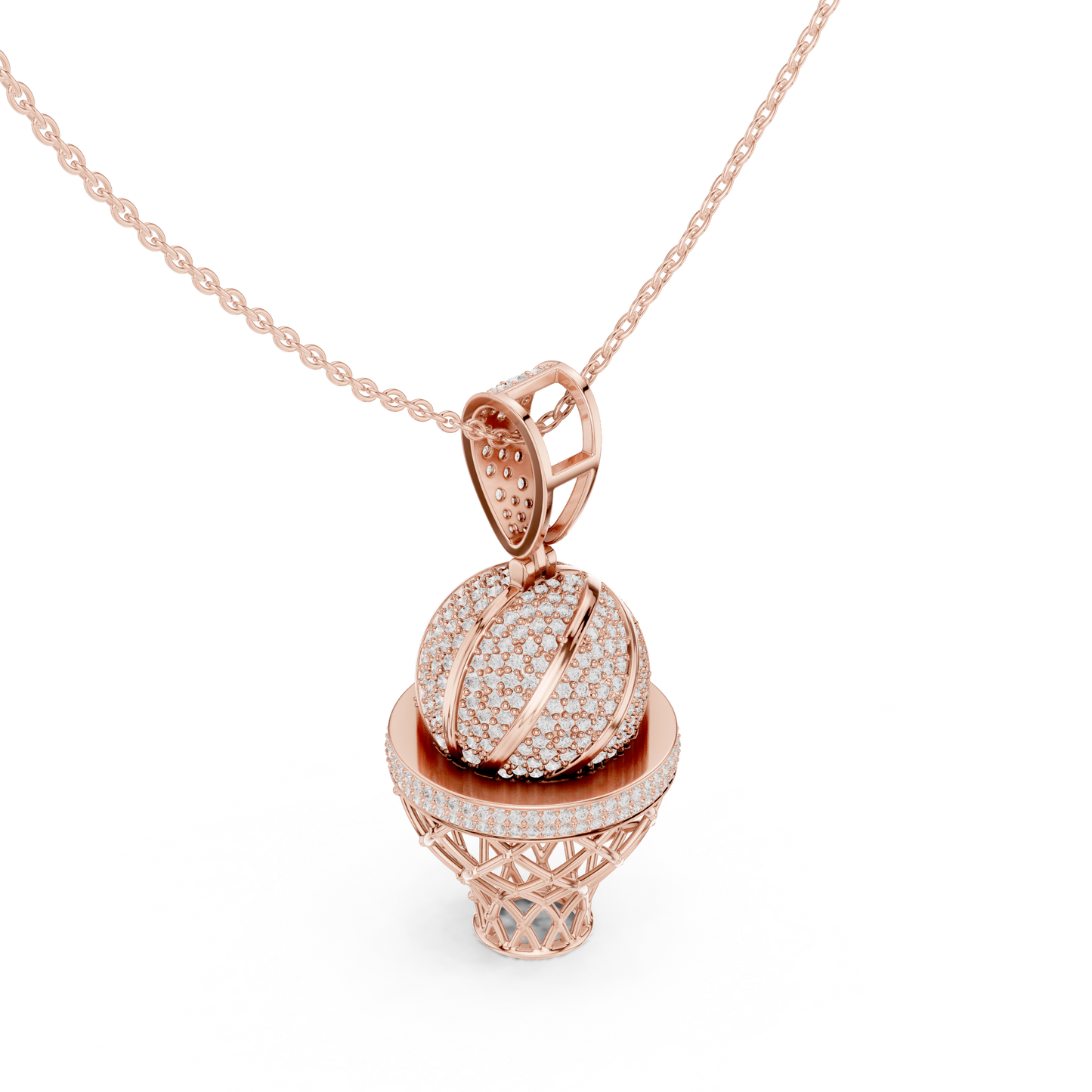 Basketball Icon Pendant Chain | Diamond Iced Luxury | Powerful Hip Hop Statement Necklace