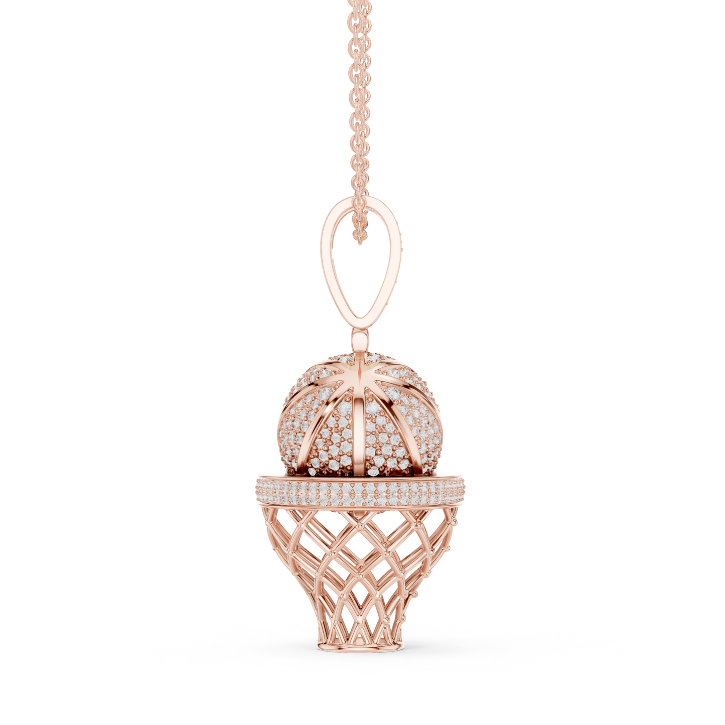 Basketball Icon Pendant Chain | Diamond Iced Luxury | Powerful Hip Hop Statement Necklace